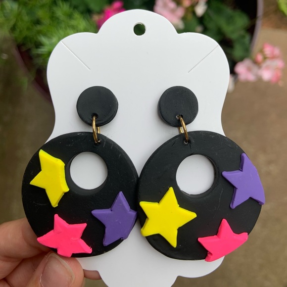 Clay Polymer “Rollerskate” Dangle Earrings - Picture 1 of 5